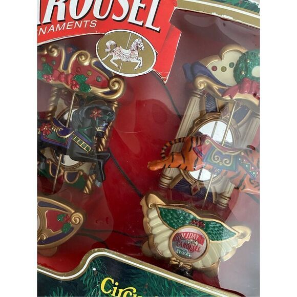 Vintage Mr. Christmas 3 Pack Of Carousel Circus Animal Ornaments In Original Box - Picture 11 of 12